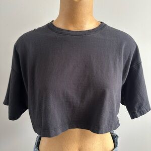 Missguided Black Boxy Cropped Tee